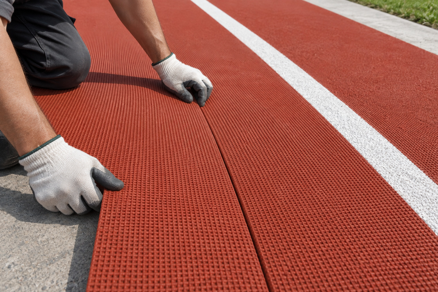 Longitudinal seam aligned with the direction of a straight running lane